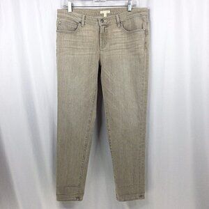 Eileen Fisher Jeans Womens Size 10 Beige Organic Cotton Stretch Straight Leg